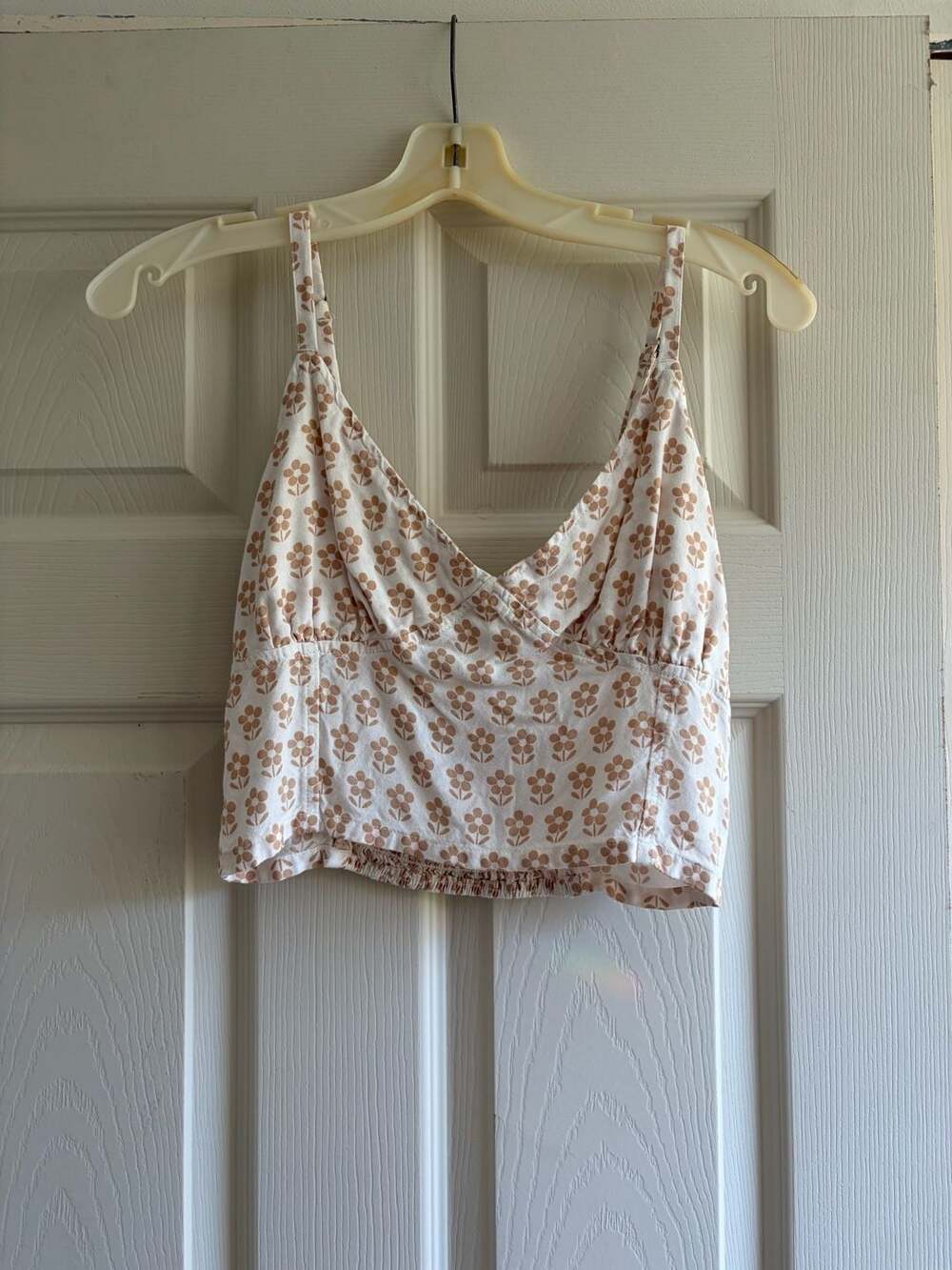 O'Neill Floral Print Crop Top Camisole Size Small Tan White